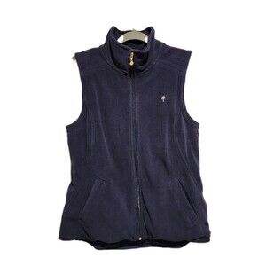 Lilly Pulitzer Women’s Full Zip Fleece Vest Navy Blue Classic Palm Tree Size M
